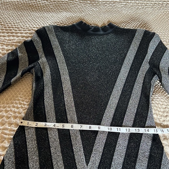 Balmain Paris Chevron Stripe Lurex Cocktail LS Dress - Picture 12 of 16